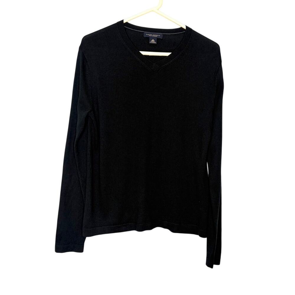 Banana Republic V Neck Silk Cashmere Sweater Men's Sz S Black Academia Old Money